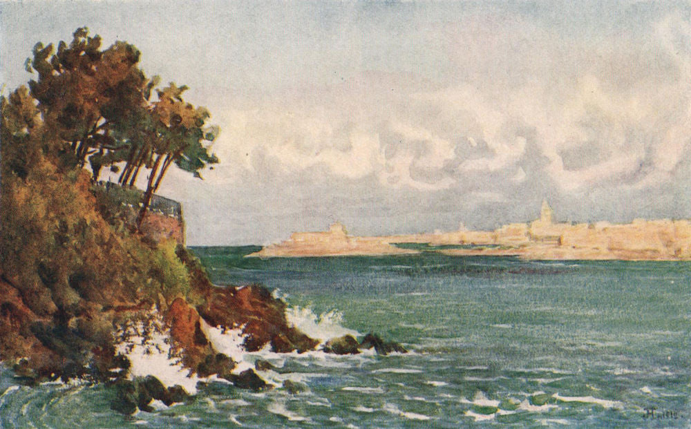 St. Malo from the Priory Beach, Dinard. Ille-et-Vilaine. Côte d'Émeraude 1912